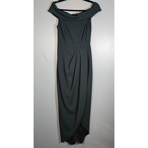 BHLDN Anthropologie Forest Green Off The Shoulder Midi Cocktail Dress Size 4